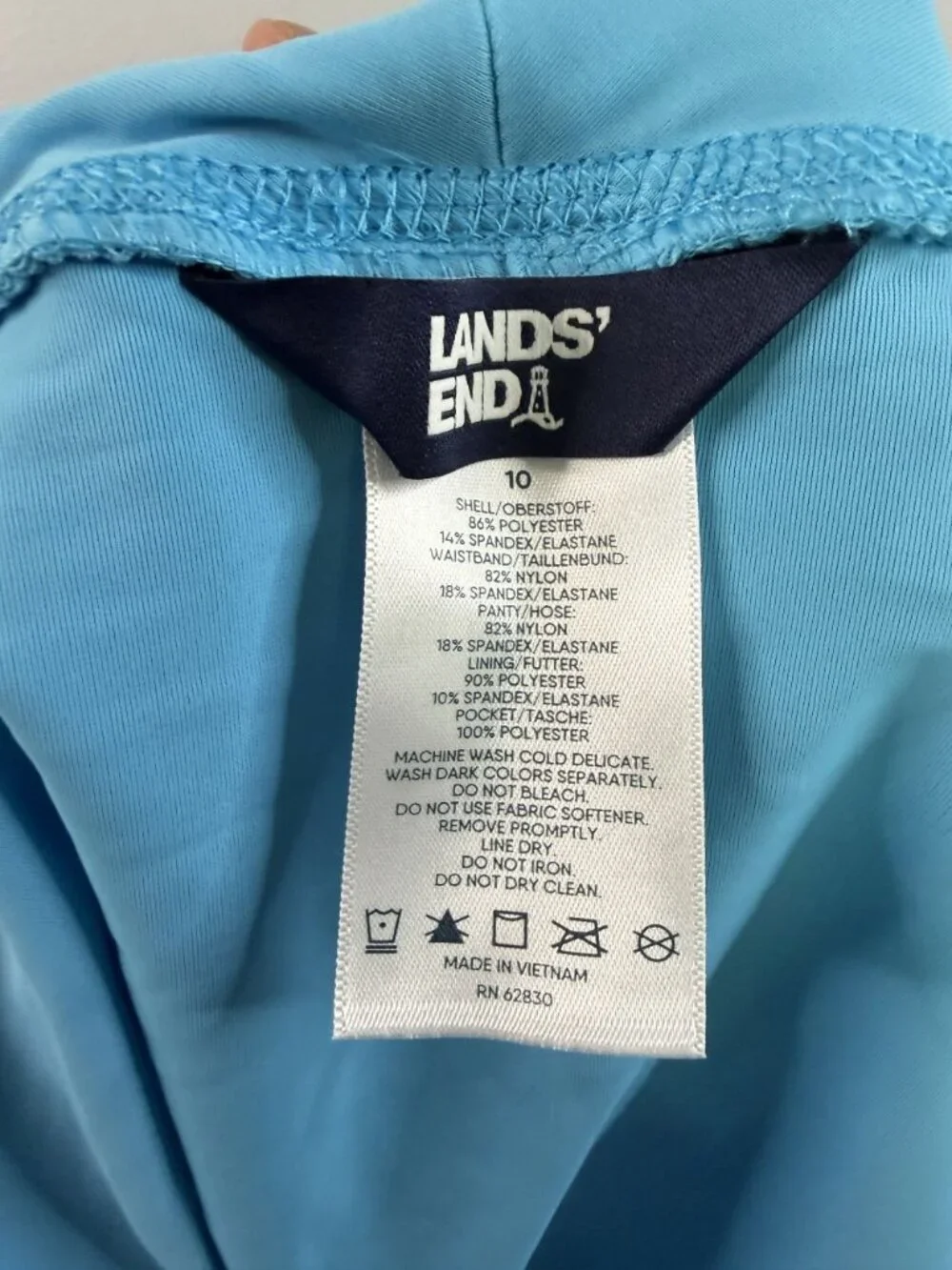 Lands End Womens Quick Dry Swim Shorts Size 10 Light Blue With Pockets